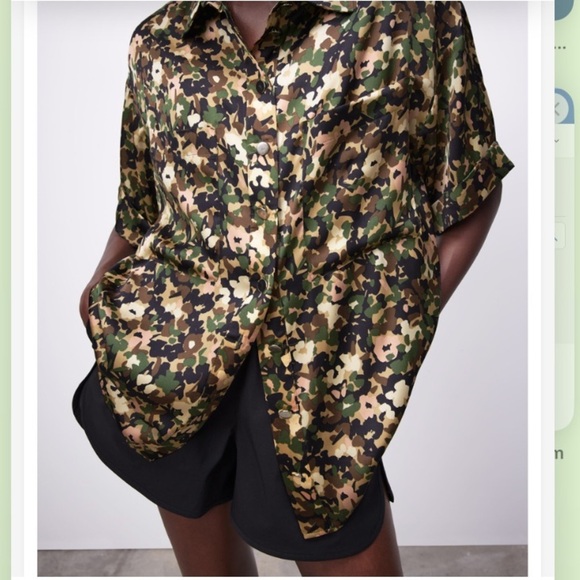 “ZARA” Button Down Oversized Camo Shirt - Picture 3 of 15